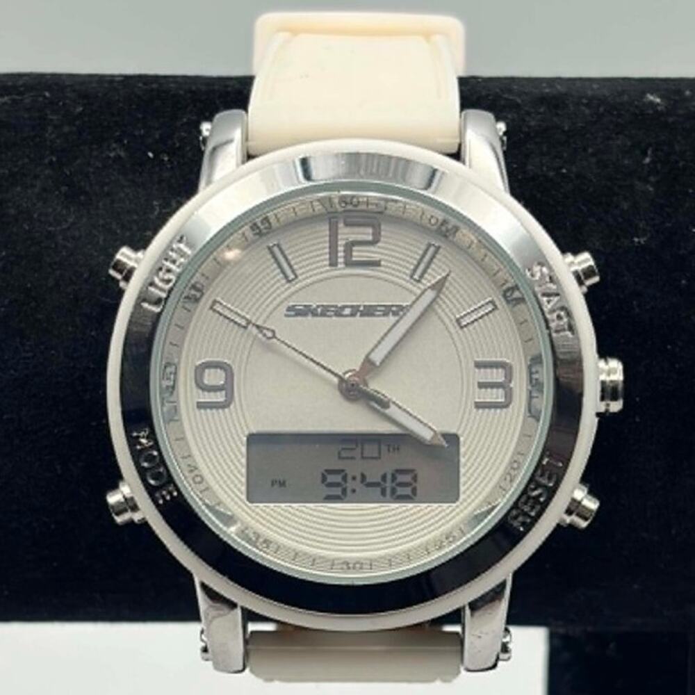Silver Analog-Digital Sketcher's Men’s Watch.